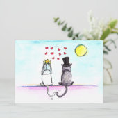 猫結婚の新郎新婦結婚式招待状 招待状 (スタンド正面)