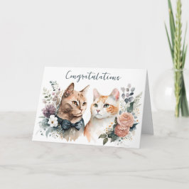 猫結婚の水彩 カード
