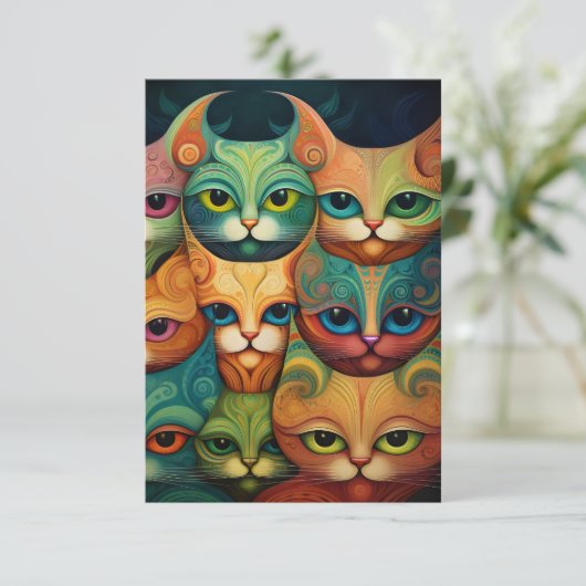 猫結婚の 出欠カード (スタンド正面)