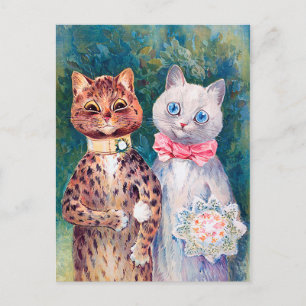 猫結婚の、結婚、花嫁、ルイ・ワイン ポストカード