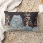 猫結婚の、結婚、花嫁、ルイ・ワイン ランバークッション (ブランケット)