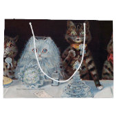 猫結婚の、結婚、花嫁、ルイ・ワイン ラージペーパーバッグ (裏面)