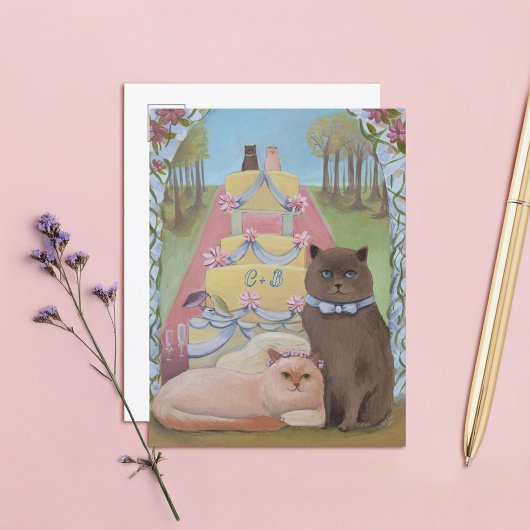 猫結婚はイニシャルを ポストカード