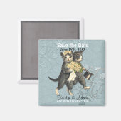 猫結婚セーブザデートマグネット- Aqua マグネット (正面/裏面)