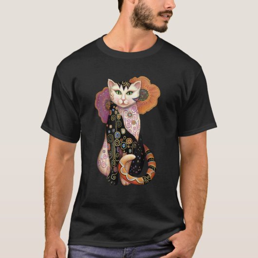 猫絵を描のイラストレーション猫アートTシャツ Tシャツ (正面)
