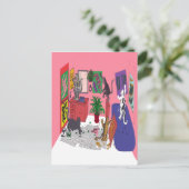 猫絵を描のユーモアのある技絵を描術 ポストカード (スタンド正面)