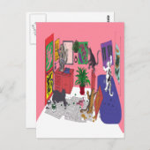 猫絵を描のユーモアのある技絵を描術 ポストカード (正面/裏面)