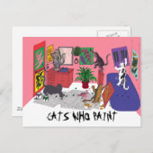 猫絵を描のユーモアのある技絵を描術 ポストカード (正面/裏面)