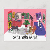 猫絵を描のユーモアのある技絵を描術 ポストカード (正面)