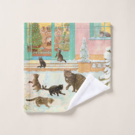 猫絵を描洗浄布 ウォッシュタオル