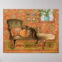 猫絵画のポスター