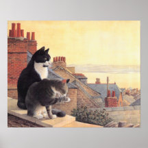 猫絵画のポスター