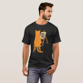 猫絵画のライオン芸術的動物グラフィック Tシャツ (正面フル)