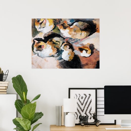 猫絵画の ポスター (ホームオフィス)