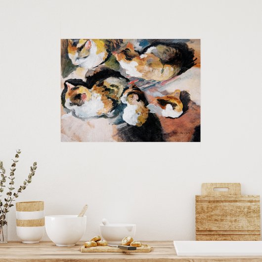 猫絵画の ポスター (キッチン)