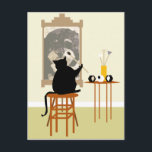 猫絵画犬 ポストカード<br><div class="desc">猫絵を描が飼っているヤカロ。犬の写真は、私がphotoshopに読み込み、操作し、イラストレーションに追加した私の犬の写真である。</div>