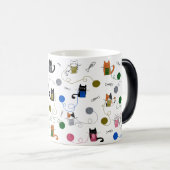 猫編み物ギフト、毛糸つき猫、猫ママギフト モーフィングマグカップ (正面右)