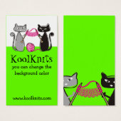 猫編み物針糸ギフトラベル名刺 (正面&裏面)