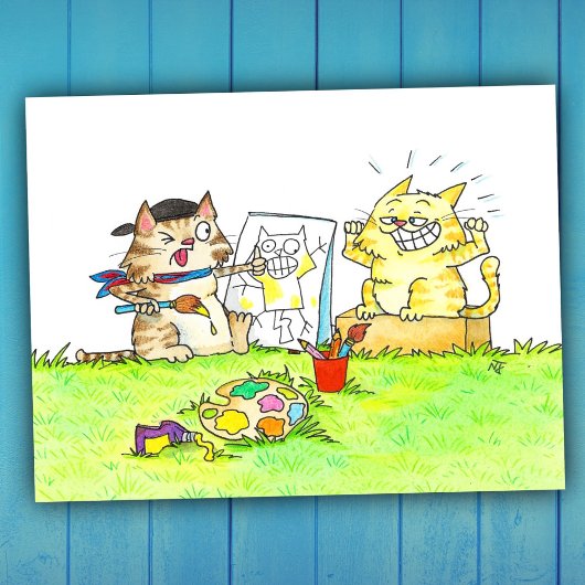 猫美術学生 ポストカード