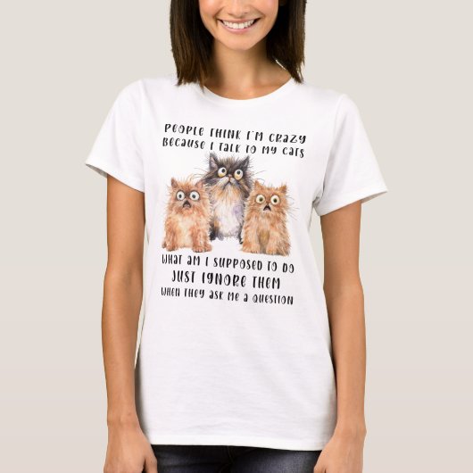 猫考えと熱狂する話す人たち Tシャツ (正面)
