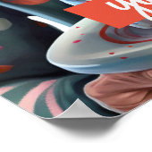 猫耳おもしろい付き老婦人誕生日ポスター ポスター (角)