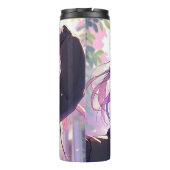 猫耳かわいらし付きヘッドフォンを身に着けたアニメ少女 タンブラー (裏面)