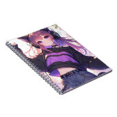 猫耳かわいらし付きヘッドフォンを身に着けたアニメ少女 ノートブック (右側)