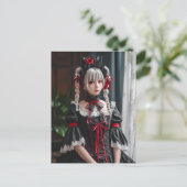猫耳のエレガントなアニメメイド ポストカード (スタンド正面)
