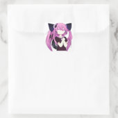 猫耳の甘い紫と黒のアニメガール スクエアシール (バッグ)