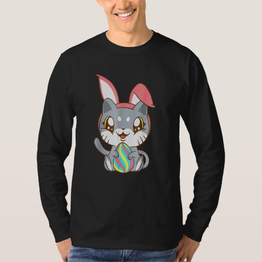 猫耳バニー子猫ハッピーイースト Tシャツ (正面)