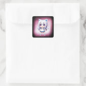 猫耳ヘッドバンドのかわいいアニメガール スクエアシール (バッグ)