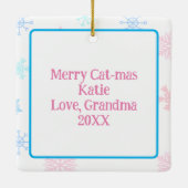 猫耳ヘッドバンドクリスマスを飾るアニメガール セラミックオーナメント (裏面)