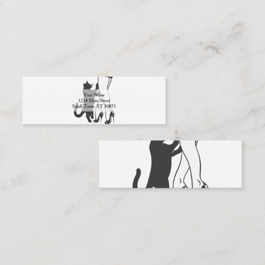 猫脚と雌脚 – 背景色を選択 スキニー名刺 (正面/裏面)