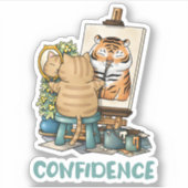 猫自信虎の自画像 シール (正面)