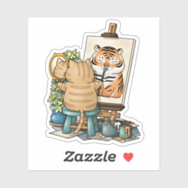 猫自信虎の自画像 シール