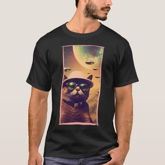 猫自撮りufo tシャツ (正面)