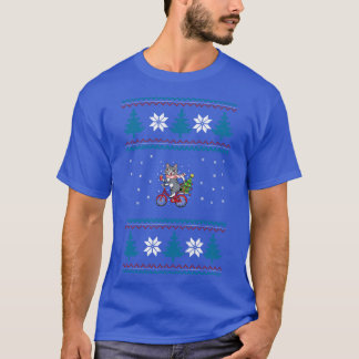 猫自転車の醜いクリスマス Tシャツ