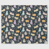 猫花デザイン包装紙 ラッピングペーパー (フラット)