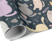 猫花デザイン包装紙 ラッピングペーパー (ロールコーナー)