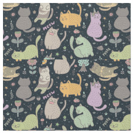 猫花デザイン布 ファブリック