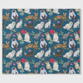 猫花デザイン ラッピングペーパー (フラット)