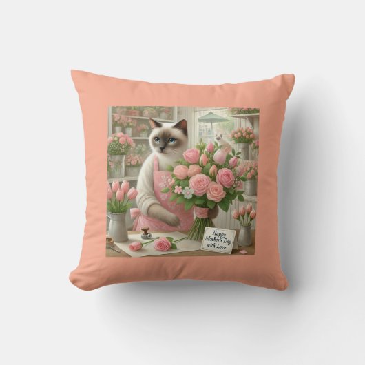 猫花屋さんと花束お母さんの日 クッション (正面)
