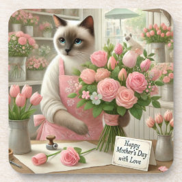 猫花屋さんと花束お母さんの日 コースター