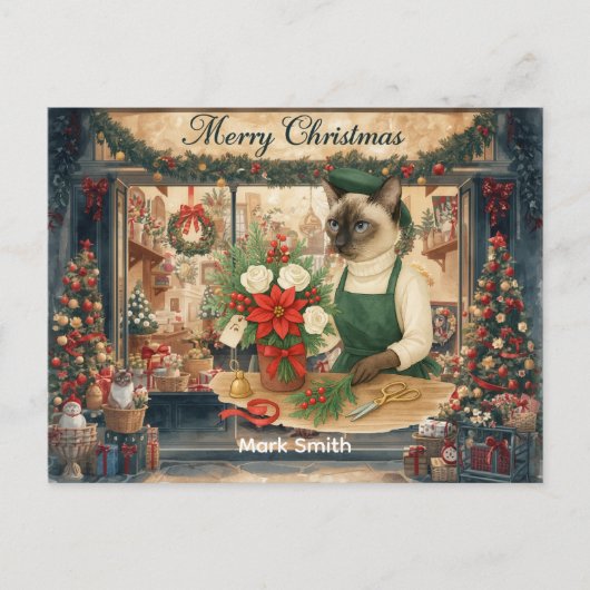猫花屋さんクリスマスフラワーズ ポストカード (正面)