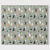 猫花模様包装紙 ラッピングペーパー (フラット)