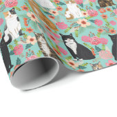 猫花模様包装紙 ラッピングペーパー (ロールコーナー)