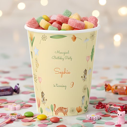 猫花生誕生会 紙コップ