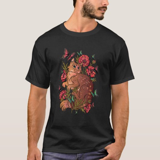猫花蝶キャット1 Tシャツ (正面)