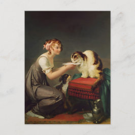 猫芸与えに乳を飲む少女|過去記事 ポストカード