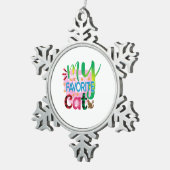 猫芸術お気に入りの猫 スノーフレークピューターオーナメント (右)